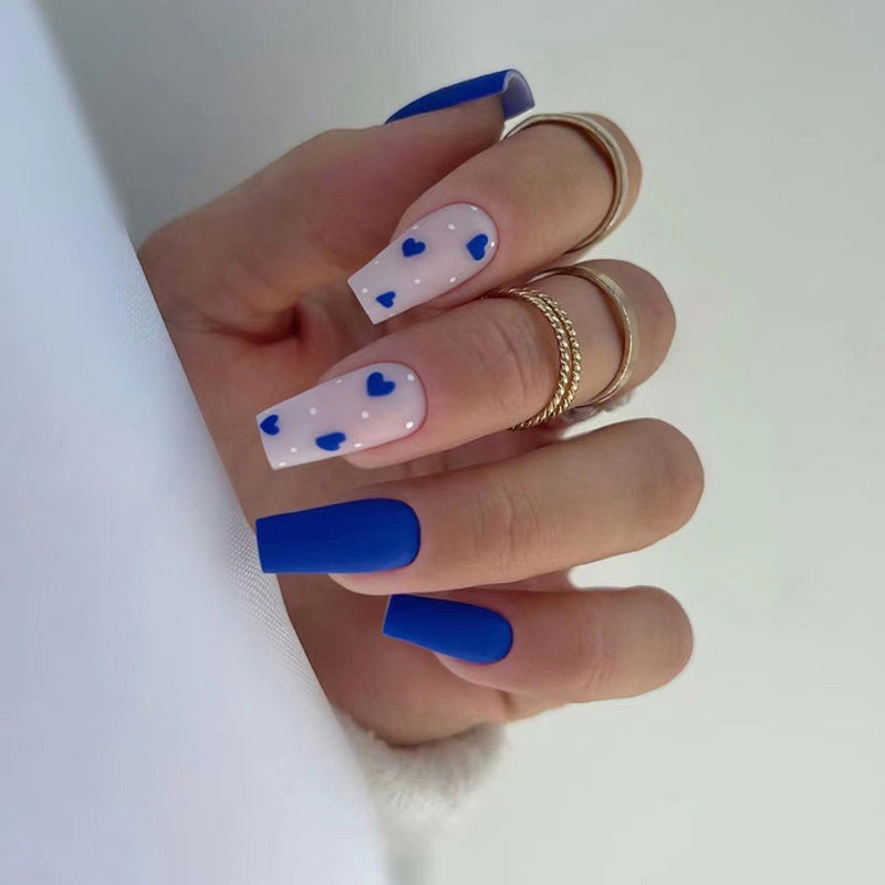 Blue Heart Nails