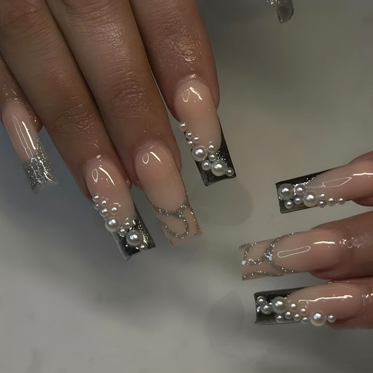 Pearl Glitter French Nails
